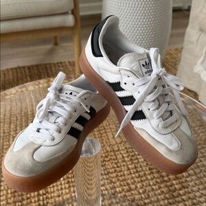 Adidas Platform Black and White Sneakers with Brown Sole